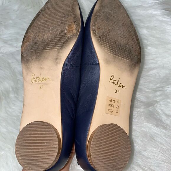 BODEN Almond Toe Navy Blue Ballerina Shoe - Picture 7 of 9